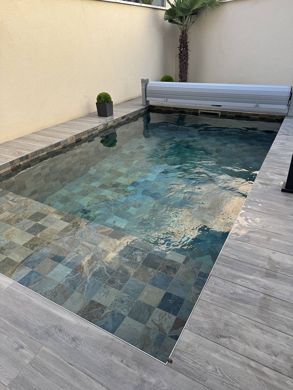 Piscine avec terrasse en bois à Jonage